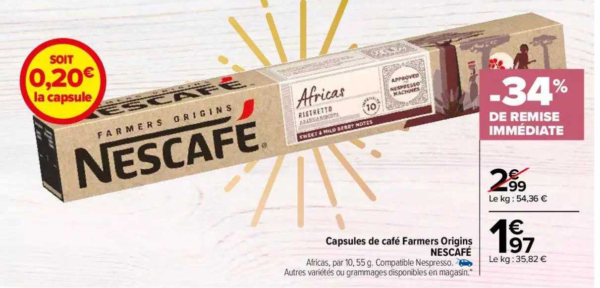 capsules de café farmers origins nescafé