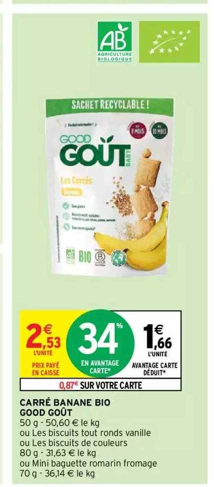 Carré Banane Bio Good Goût