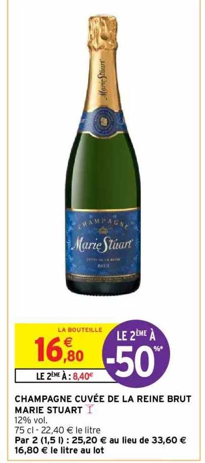 champagne cuvée de la reine brut marie stuart le 2ème à -50%