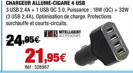 charguer allume-cigare 4 usb