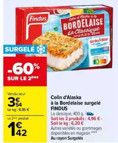 Colin D'alaska à La Bordelaise Surgelé Findus