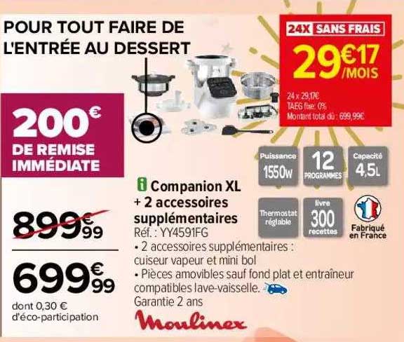 companion xl + 2 accessoires supplémentaires moulinex
