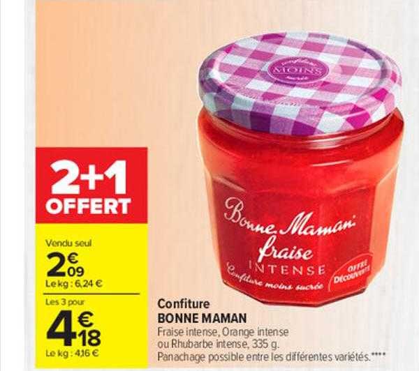 confiture bonne maman 2+1 offert
