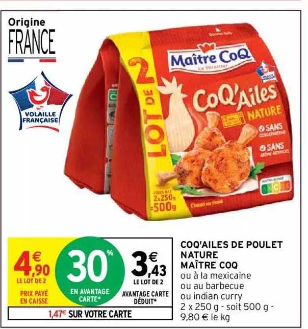 Coq'ailes De Poulet Nature Maître Coq