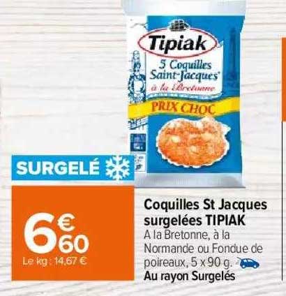 coquilles st jacques surgelées tipiak