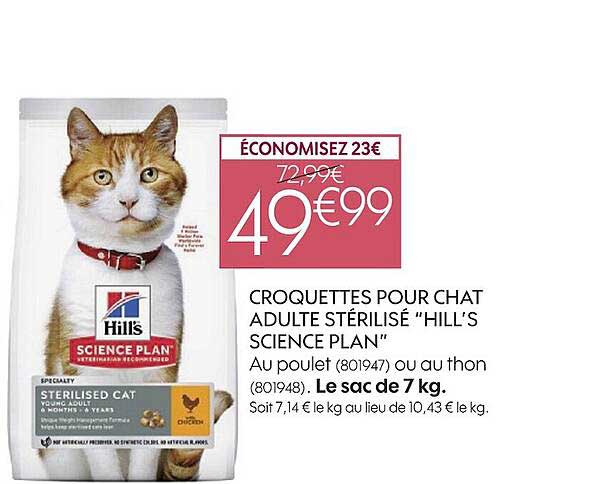 croquettes pour chat adulte stérilisé "hill's science plan"