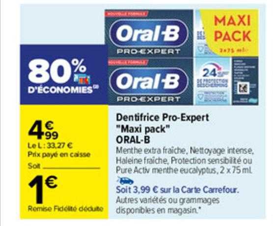 dentifrice pro-expert "maxi pack" oral-b
