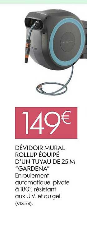 dévidoir mural rollup équipé d'un tuyau de 25 cm "gardena"