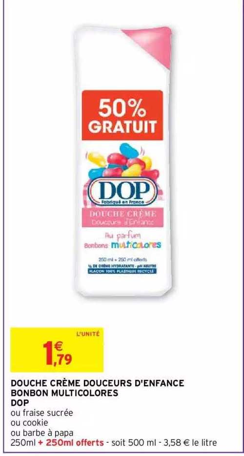 douche crème douceurs d'enfance bonbon multicolores dop