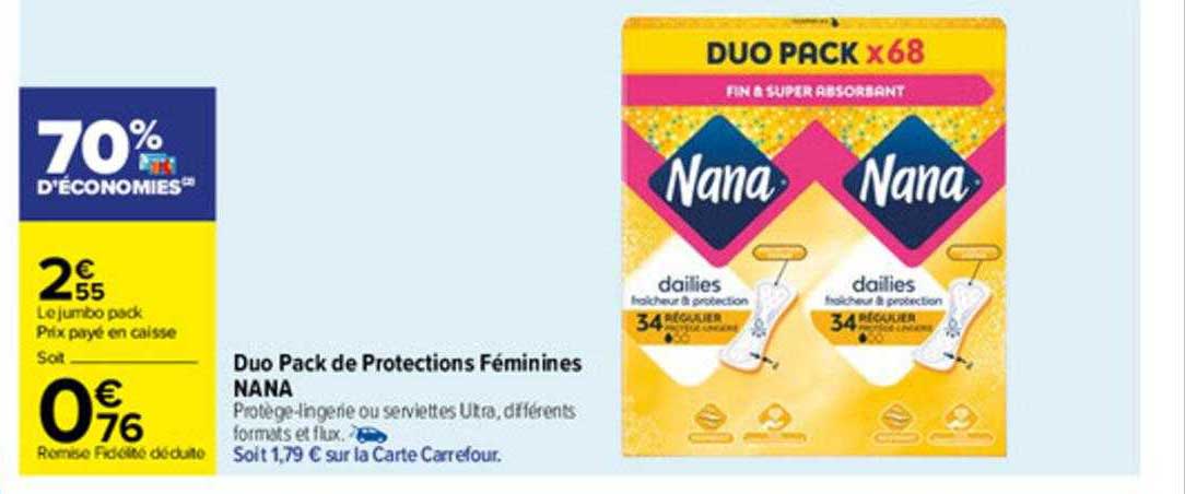 duo pack de protections féminines nana