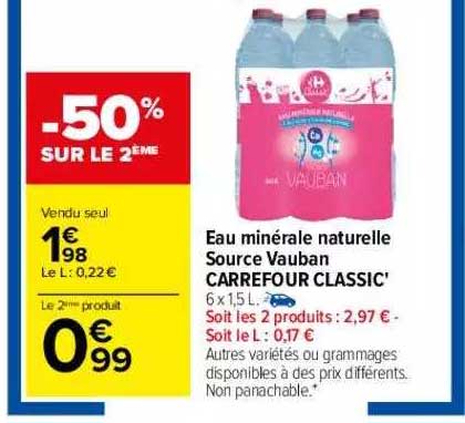 eau minérale naturelle source vauban carrefour classic'