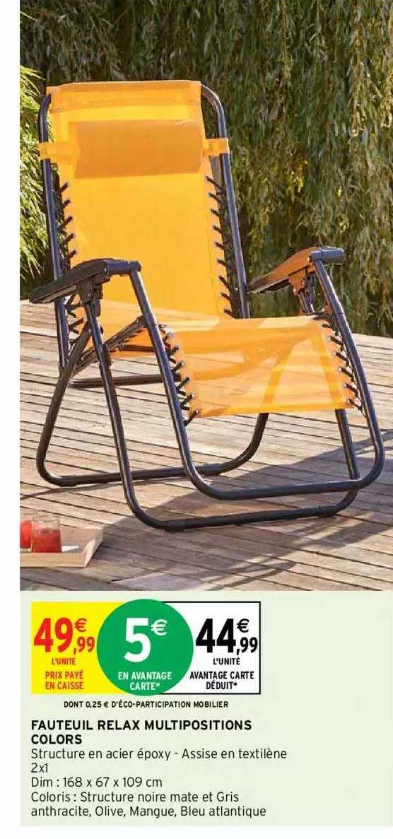 fauteuil relax multipositions colors