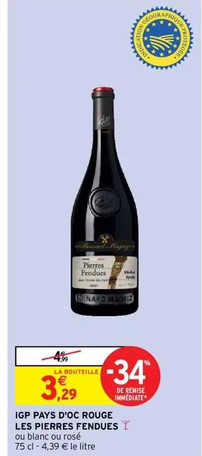 igp pays d'oc rouge les pierres fendues -34% de remise immédiate