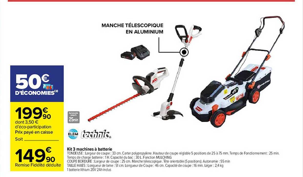 kit 3 machines à batterie elem technic