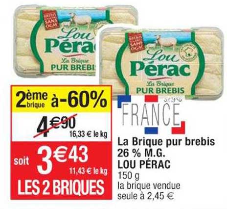 la brique pur brebis 26% m.g. lou pérac