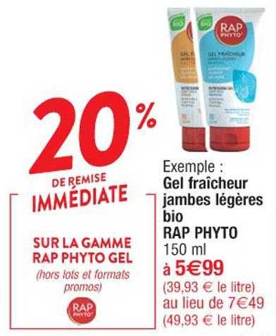 la gamme rap phyto gel : gel fraîcheur jambes légères bio rap phyto