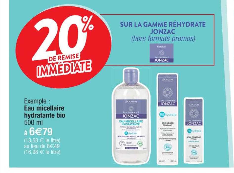 la gamme réhydrate jonzac : eau micellaire hydratante bio