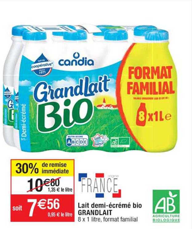 lait demi-écrémé bio grand lait