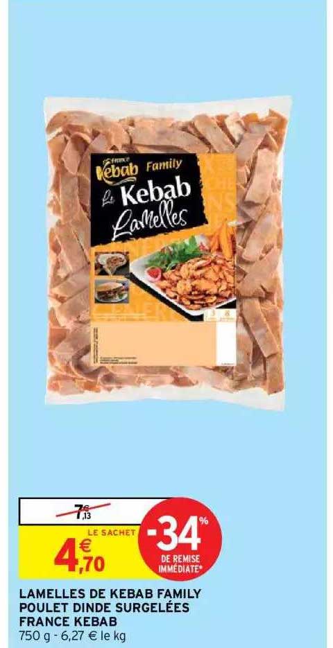 Lamelles De Kebab Family Poulet Dinde Surgelées France Kebab