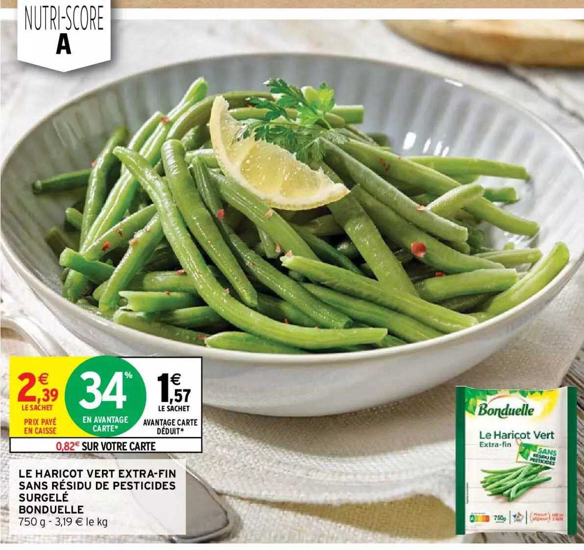 le haricot vert extra-fin sans résidu de pesticides surgelé bonduelle