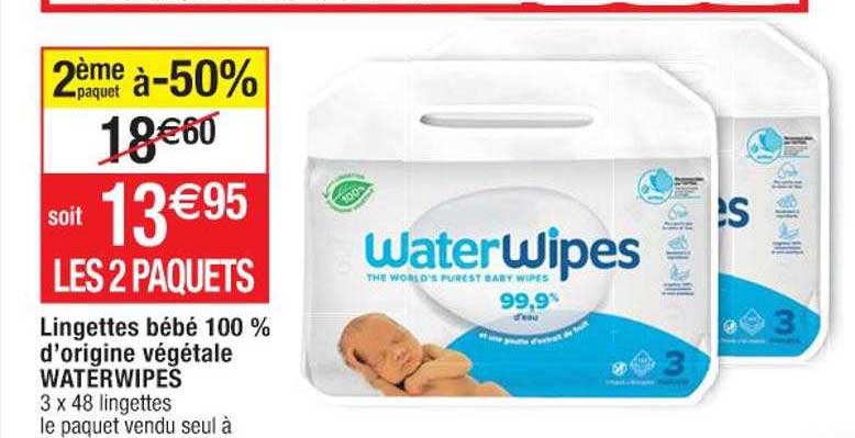 lingettes bébé 100% d'origine végétale waterwipes