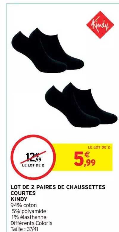 lot de 2 paires de chaussettes courtes kindy