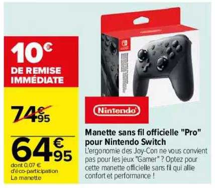 Manette Sans Fil Officielle "pro" Pour Nintendo Switch