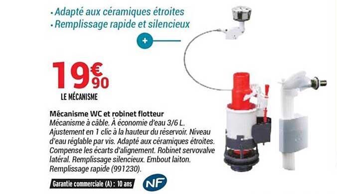 mécanisme wc et robinet flotteur