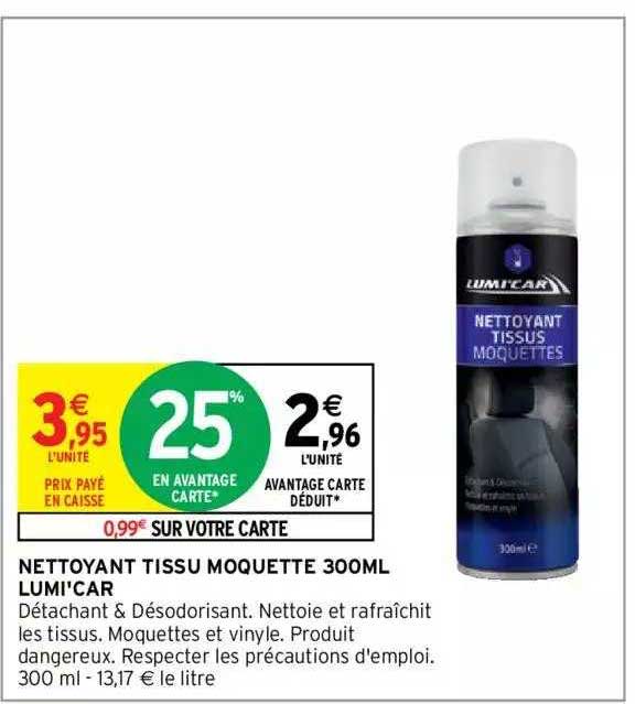 nettoyant tissu moquette 300ml lumi'car