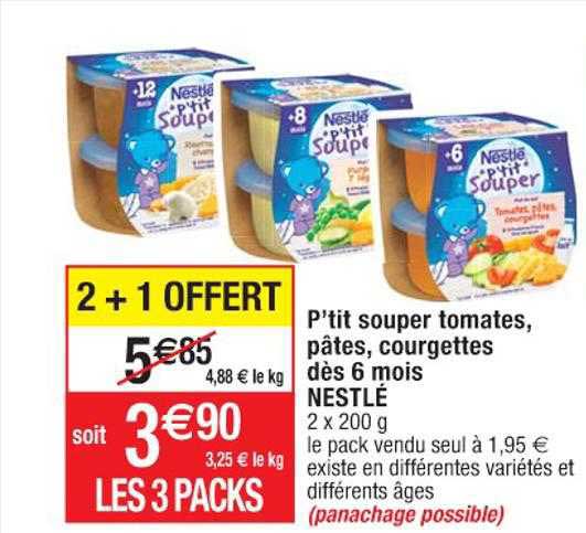 p'tit souper tomates, pâtes, courgettes dès 6 mois nestlé