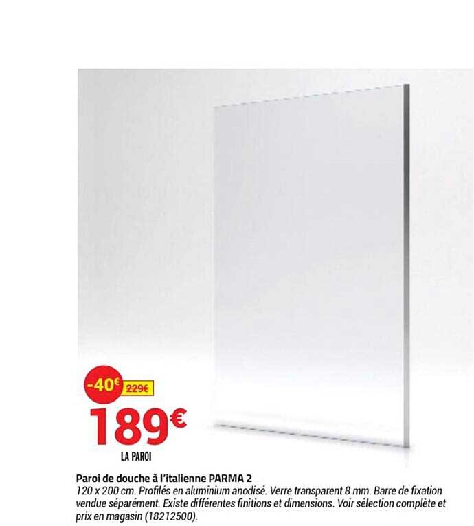paroi de douche à l'italienne parma 2