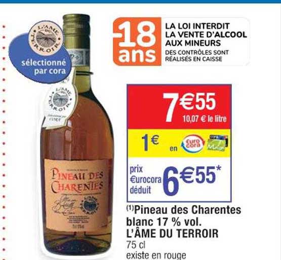 pineau des charentes blanc 17% vol. l'âme du terroir