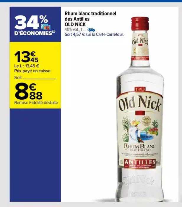 rhum blanc traditionnel des antilles old nick