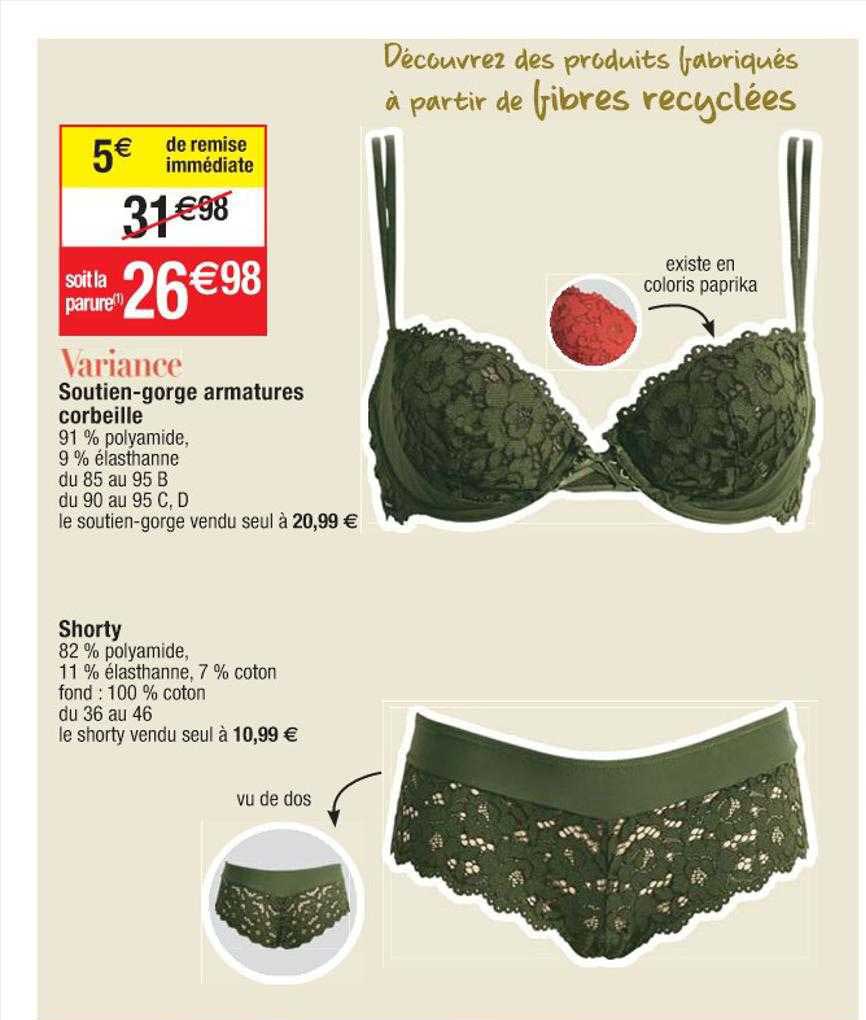 soutien-gorge armatures corbeille, shorty