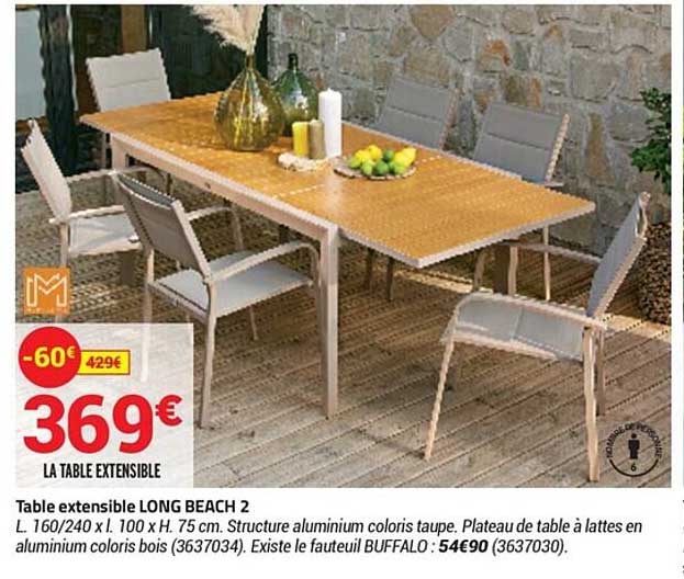 table extensible long beach 2