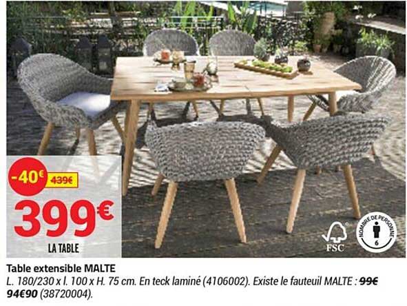 table extensible malte
