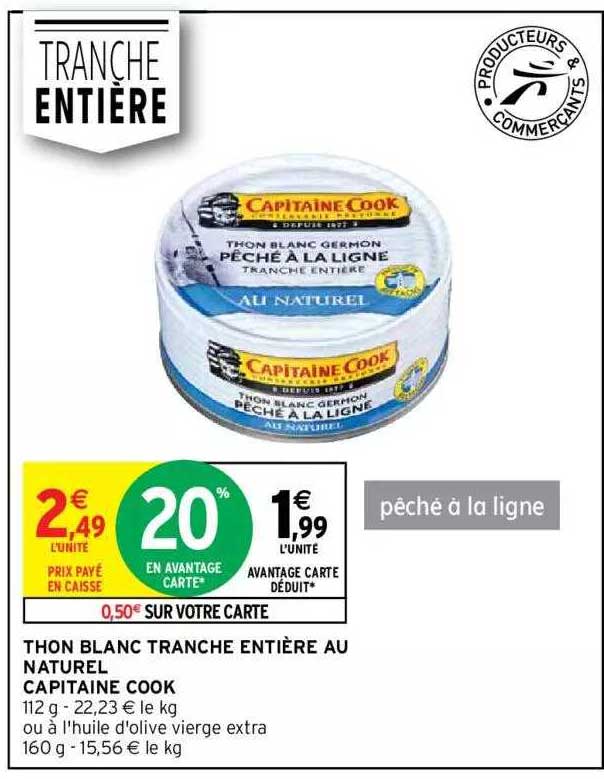 thon blanc tranche entière au naturel capitaine cook