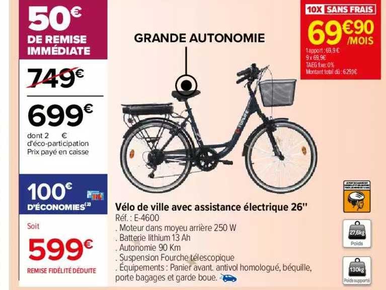 vélo de ville avec assistance électrique 26"