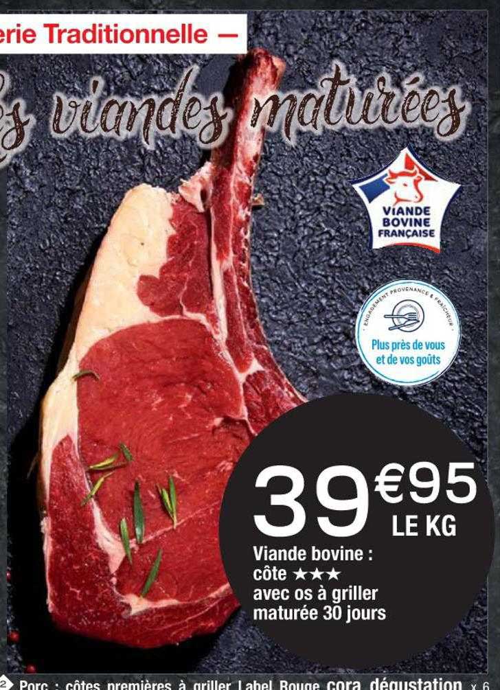 Viande Bovine : Côte***avec Os à Griller Maturée 30 Jours