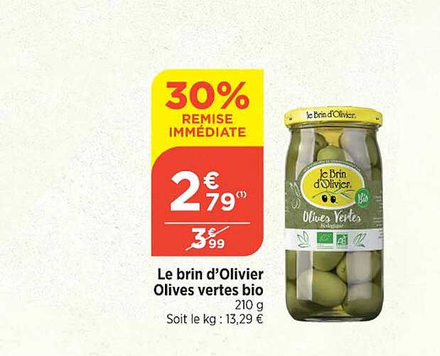 le brin d'olivier olives vertes bio