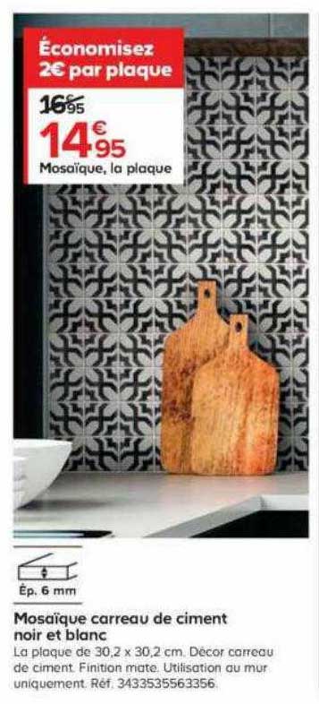 mosaïque carreau de ciment noir et blanc