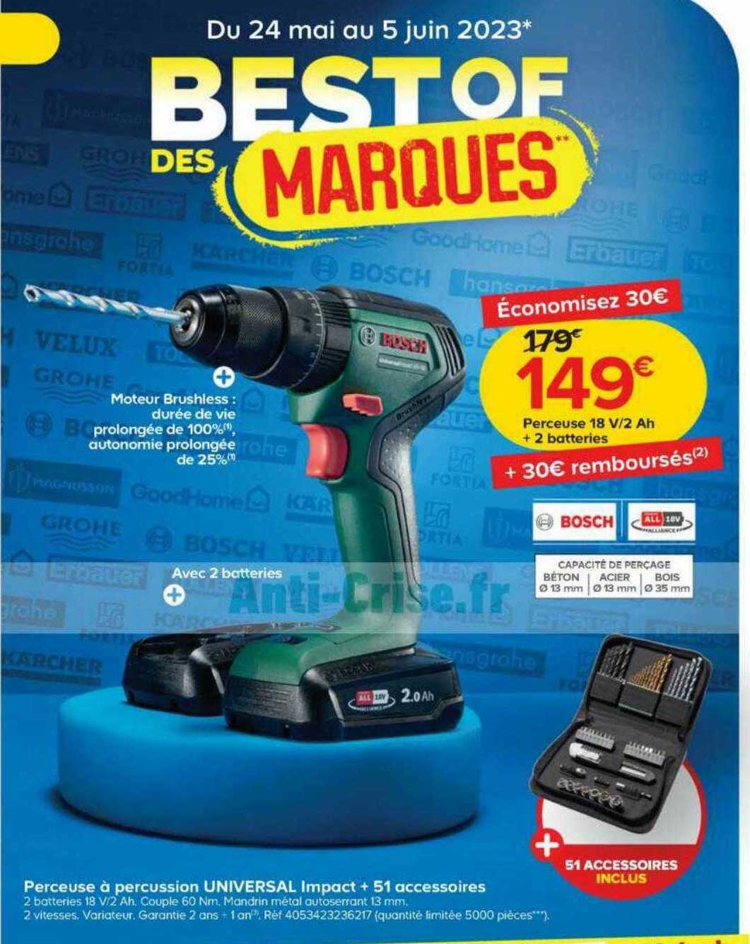 perceuse à percussion unviersal impact + 51 accessoires bosch