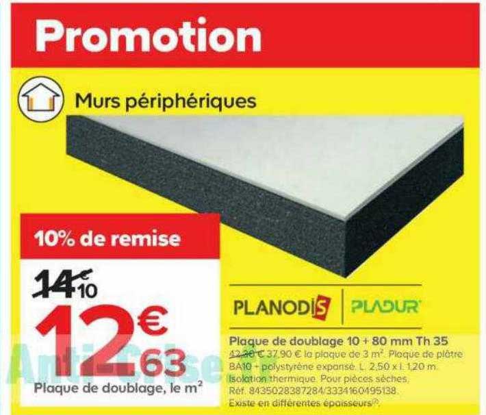 plaque de doublage 10 + 80 mm th 35 planodis