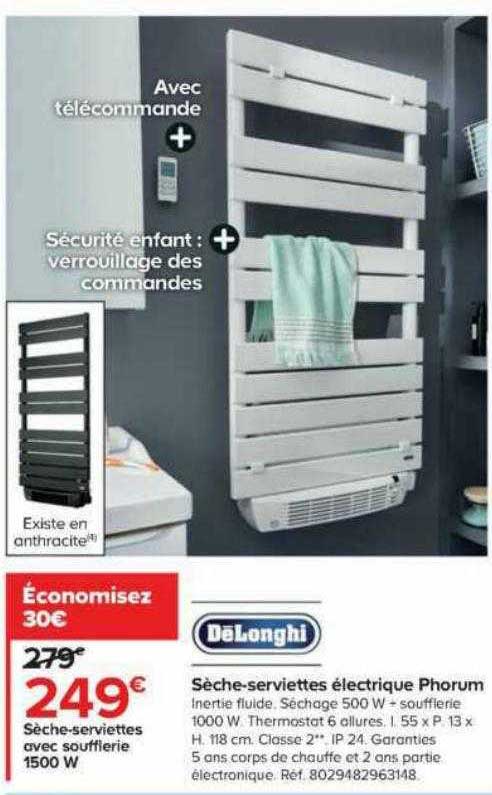 sèche-serviettes électrique phorum dëlonghi
