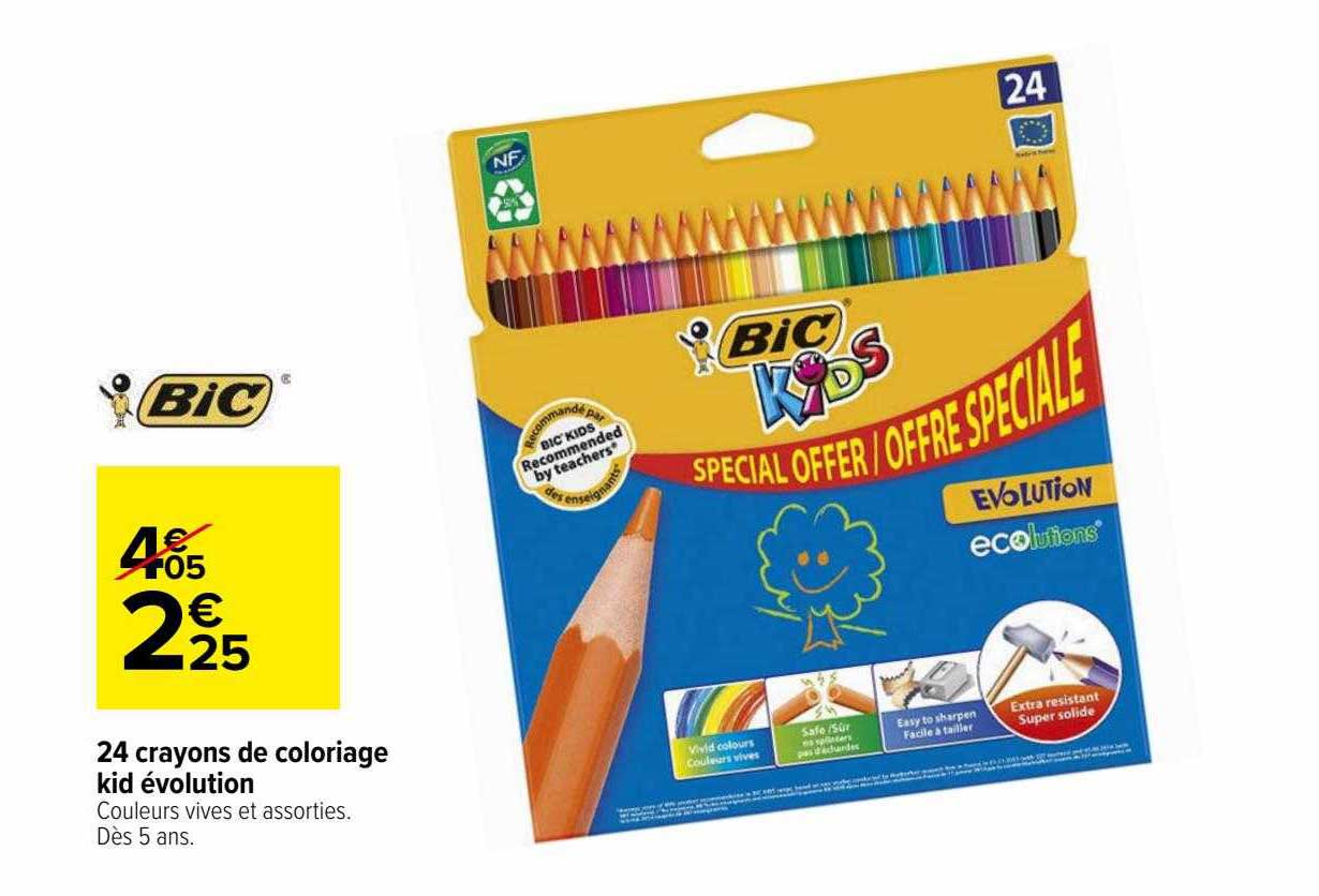 24 crayons de coloriage kid évolution bic