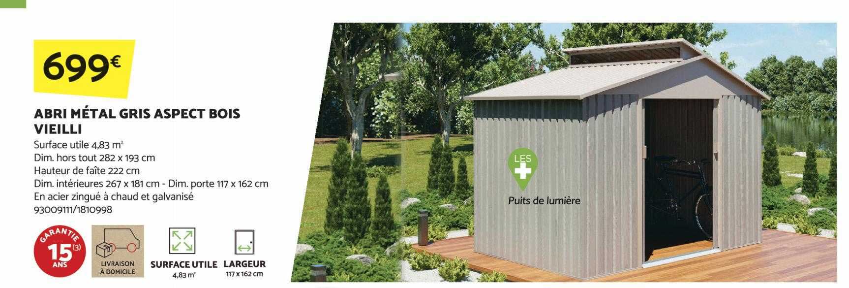 abri métal gris aspect bois vieilli