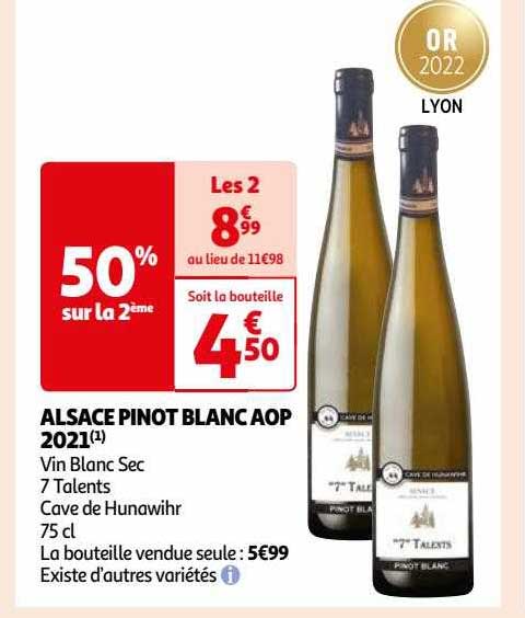 alsace pinot blanc aop 2021 vin blanc sec 7 talents cave du hunawihr