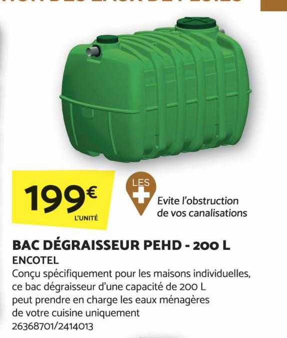 bac dégraisseur pehd - 200l