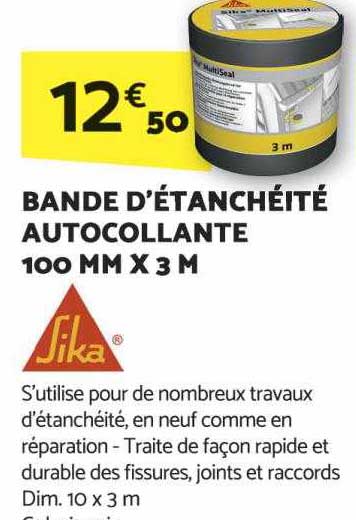 bande d'étanchéité autocollante 100 mm x 3 m sika