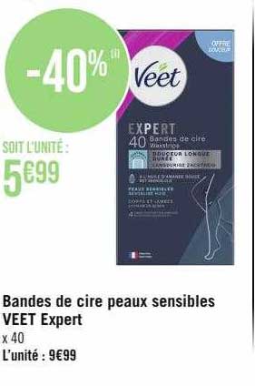 bandes de cire peaux sensibles veet expert